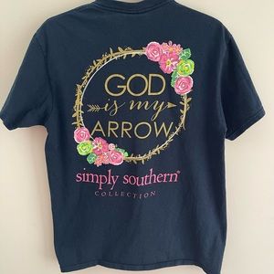 Simply Southern Navy Blue Shirt God is My Arrow Size M